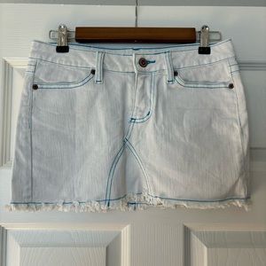 Y2K Rampage Denim Mini Skirt White Skirt with Blue Seams Size 5